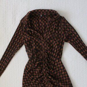 Brown/Pattern Long Sleeve Zara Dress: Medium